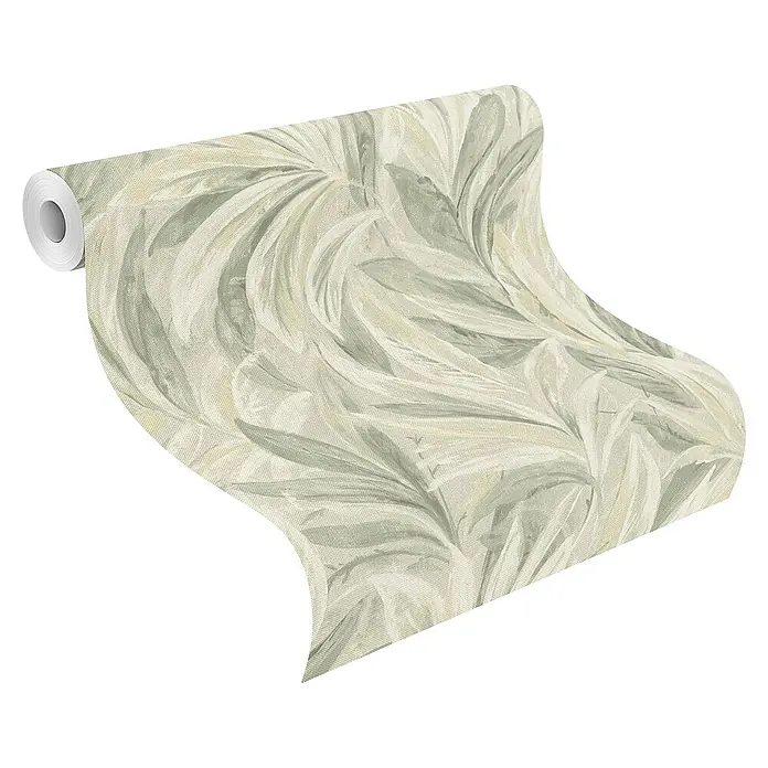 Rasch Selection Vliestapete Allegretto - Grün-Beige, Floral, 10,05 x 0,53 m - Eine Rolle Tapete mit einem eleganten, floralen Muster in sanften Grau- und Beigetönen, ideal für eine stilvolle Wandgestaltung.