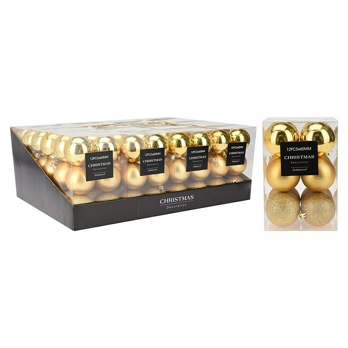 Set kerstballen (Goud, Kunststof, Diameter: 6 cm, 12 st.) | BAUHAUS