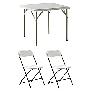 Set de muebles de jardín Every (3 pzs., Polietileno de alta densidad (HDPE), Blanco, L x An x Al: 84 x 84 x 74 cm)