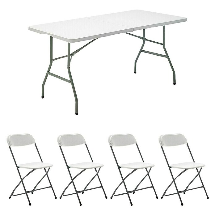 Set de muebles de jardín Every (5 pzs., Polietileno de alta densidad (HDPE), Blanco, L x An x Al: 152 x 70 x 74 cm) | BAUHAUS