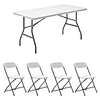 Set de muebles de jardín Every (5 pzs., Polietileno de alta densidad (HDPE), Blanco, L x An x Al: 152 x 70 x 74 cm)