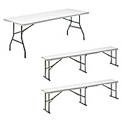 Set de muebles de jardín Every (3 pzs., Polietileno de alta densidad (HDPE), Blanco, L x An x Al: 200 x 74 x 74 cm) | BAUHAUS