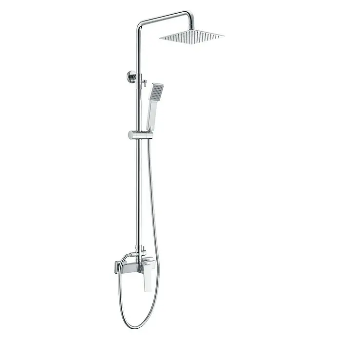 Camargue Adriatic Sistema de ducha - Con grifo monomando, Cromo - Un moderno sistema de ducha con rociador de lluvia, ducha de mano y un acabado cromado brillante para una ducha lujosa.