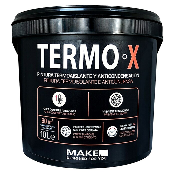 Pintura térmica y anticondensación Termo-X (Blanco, Mate, 10 l, Consumo por m²: 6 l - 8 l) | BAUHAUS