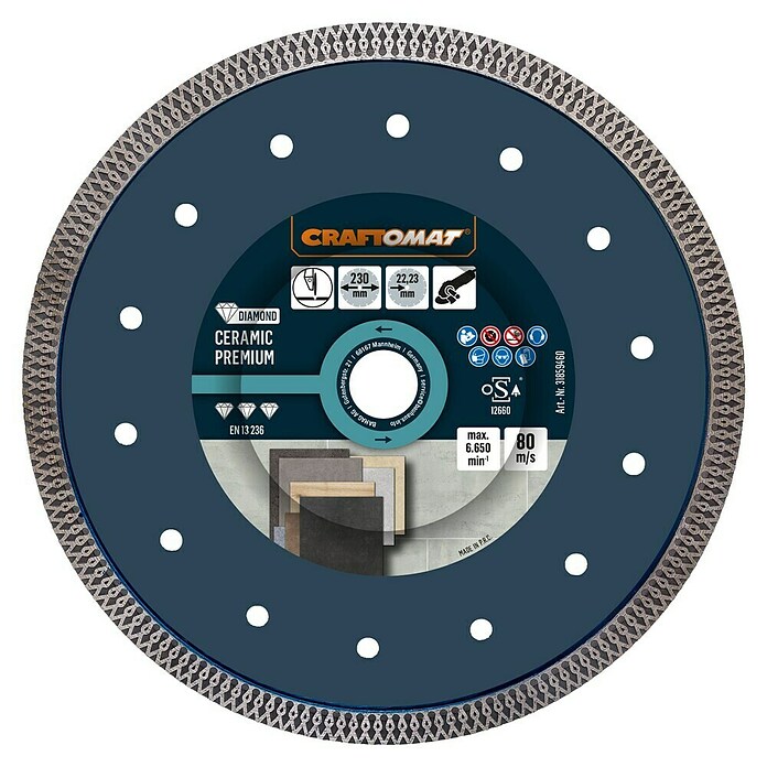 Craftomat Dijamantna rezna ploča Ceramic Premium  (Promjer rezne ploče: 230 mm, Provrt: 22,23 mm) | BAUHAUS