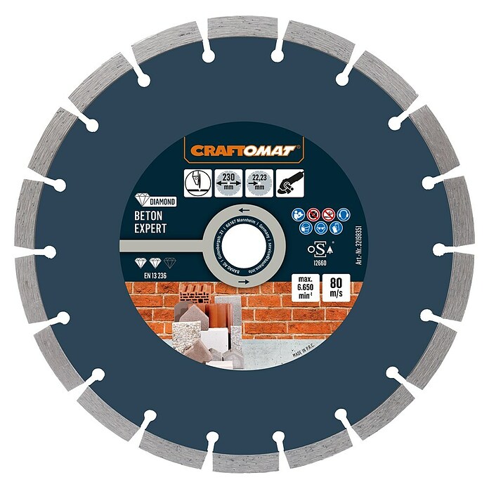 Craftomat Dijamantna rezna ploča Beton Expert  (Promjer rezne ploče: 230 mm, 1 Kom.) | BAUHAUS