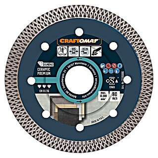 Craftomat Diamant-Trennscheibe Ceramic Premium (Durchmesser Scheibe: 115 mm, Bohrung: 22,23 mm)