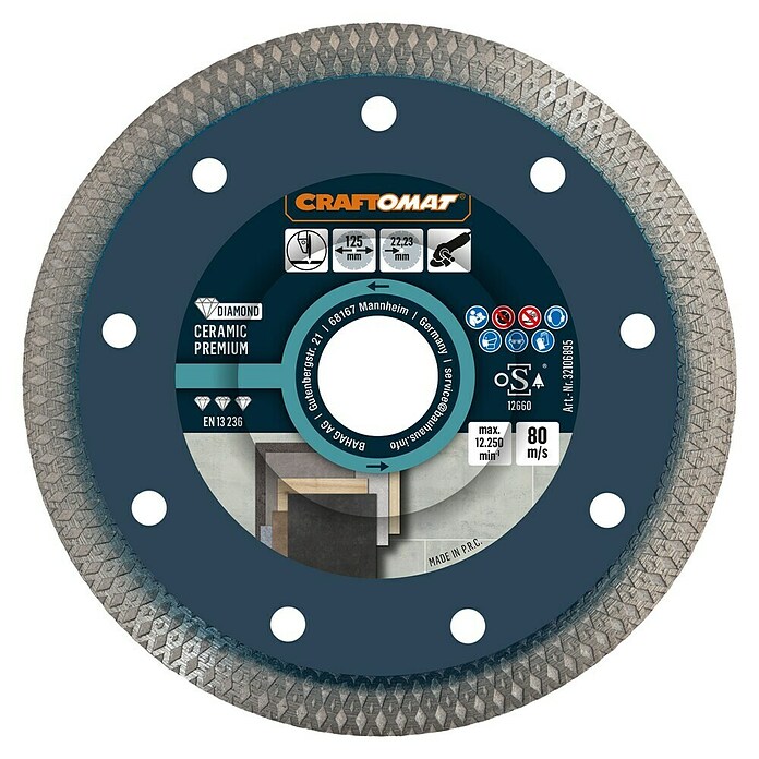 Craftomat Dijamantna rezna ploča Ceramic Premium  (Promjer rezne ploče: 125 mm, Provrt: 22,23 mm) | BAUHAUS