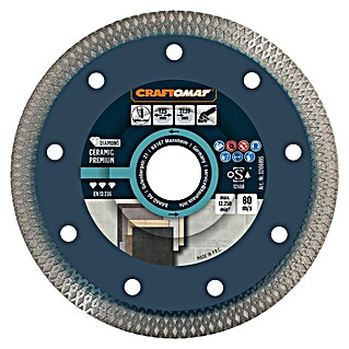 Craftomat Diamant-Trennscheibe Ceramic Premium (Durchmesser Scheibe: 125 mm, Bohrung: 22,23 mm)