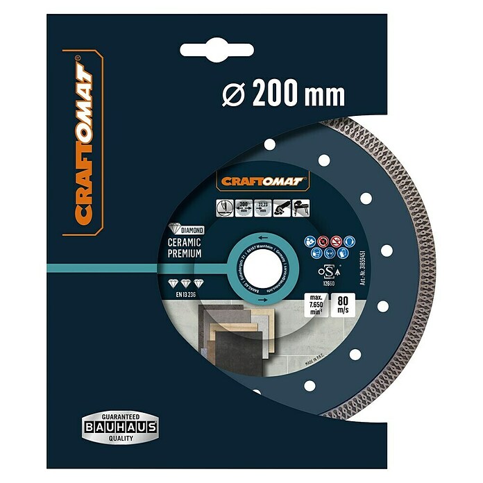 Craftomat Dijamantna rezna ploča Ceramic Premium  (Promjer rezne ploče: 200 mm, Provrt: 22,23 mm) | BAUHAUS