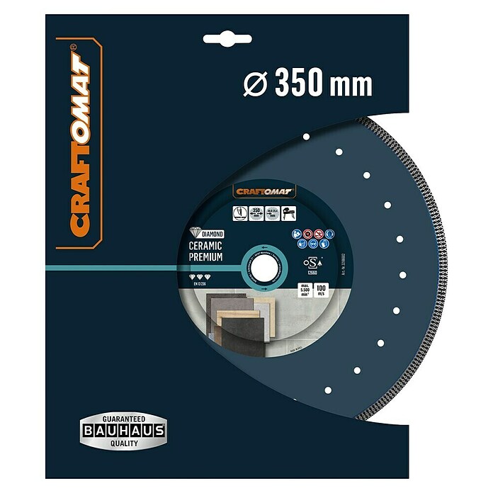 Craftomat Diamantna rezalna plošča za keramiko Ceramic Premium  (Premer diska: 350 mm, Izvrtina: 25,4 mm - 30 mm) | Rezalni diski | Dodatki za kotne brusilnike | Dodatna oprema za stroje | Orodja in stroji | Izdelki | BAUHAUS