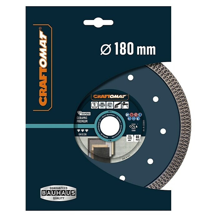 Craftomat Dijamantna rezna ploča Ceramic Premium  (Promjer rezne ploče: 180 mm, Provrt: 22,23 mm) | BAUHAUS