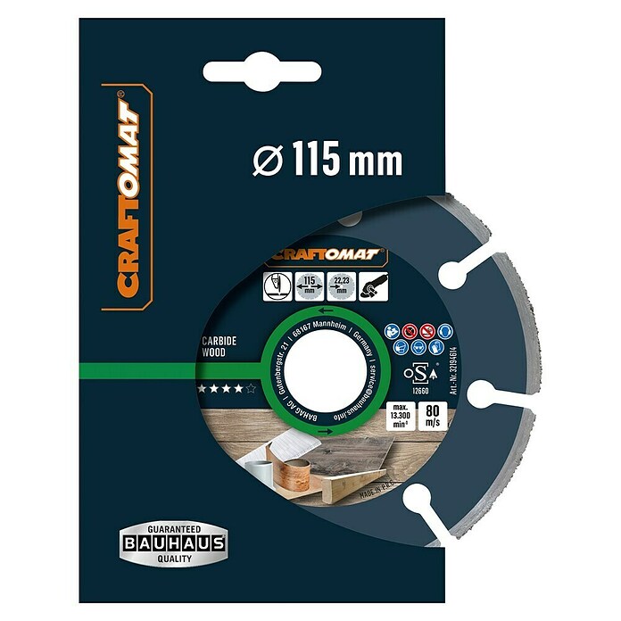 Craftomat Trennscheibe Carbide Wood (Geeignet für: Holz, Durchmesser Scheibe: 115 mm) | BAUHAUS