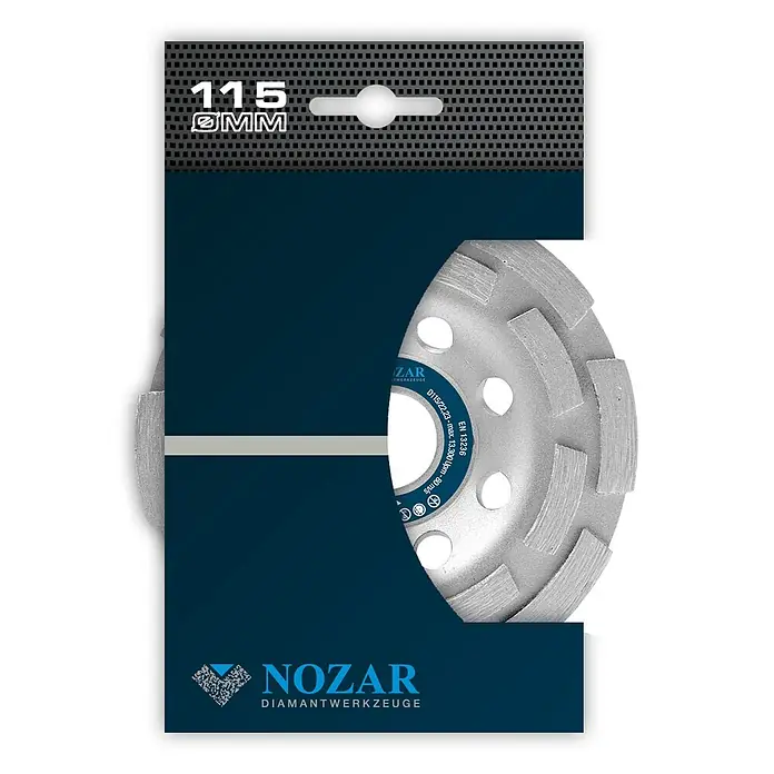 Nozar Diamant-Schleifteller Beton Double Expert - Durchmesser: 115 mm, Max. Arbeitsgeschwindigkeit: 80 m/s - NOZAR Diamantwerkzeuge 115mm Schleiftopf, ideal zum Schleifen von Beton, Stein und anderen harten Materialien. Hochwertige Verarbeitung für lange Lebensdauer.