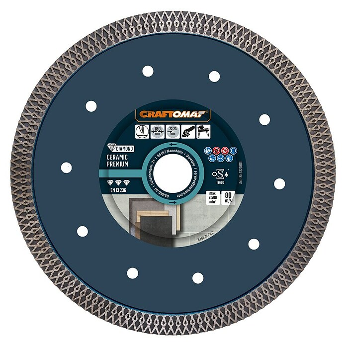 Craftomat Dijamantna rezna ploča Ceramic Premium  (Promjer rezne ploče: 180 mm, Provrt: 22,23 mm) | BAUHAUS