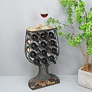 Weinregal Wein-Tisch (L x B x H: 71 x 19 x 41 cm, Schwarz)