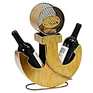Weinregal Anker (L x B x H: 40 x 12 x 33 cm, Gold)