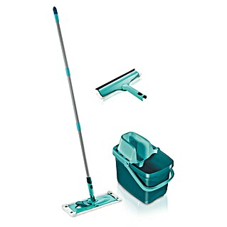 Leifheit Bodenwisch-Set Combi Clean mit Fensterwischer (1 x Bodenwischer Combi M mit 3-teiligem Stil, 1 x 12 Liter-Eimer, 1 x Combi Press Aufsatz, 1 x Window Frame Cleaner L)