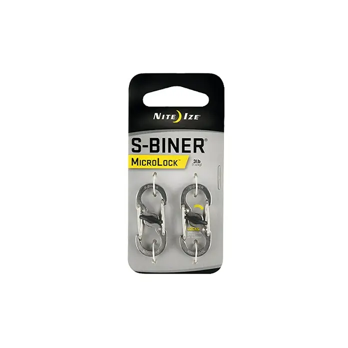 Nite Ize Doppelkarabiner Micro Lock - 35,5 x 15 mm, Edelstahl, Silber, Belastbarkeit: 1,4 kg - Nite Ize S-Biner MicroLock Doppelkarabiner zur sicheren Befestigung von Schlüsseln und kleinen Gegenständen. Ideal für den täglichen Gebrauch.