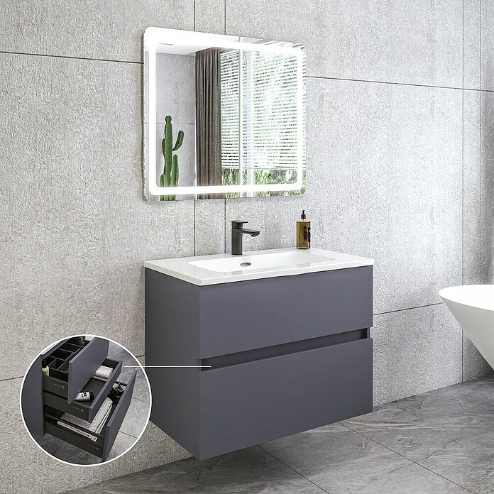 Disbain Conjunto de mueble de baño Kuntur (80 cm, Azul noche) | BAUHAUS