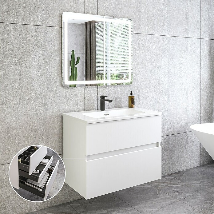 Disbain Conjunto de mueble de baño Kuntur (80 cm, Blanco) | BAUHAUS