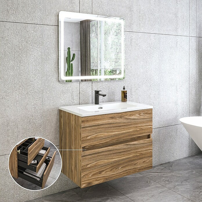 Disbain Conjunto de mueble de baño Kuntur (80 cm, Palisandro) | BAUHAUS