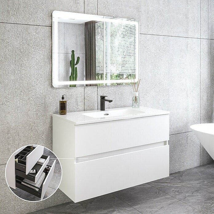 Disbain Conjunto de mueble de baño Kuntur (Ancho: 100 cm, Blanco, 3 pzs.) | BAUHAUS