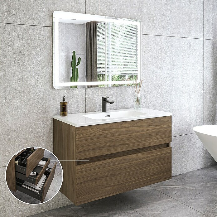 Disbain Conjunto de mueble de baño Kuntur (Ancho: 100 cm, Nogal italiano, 3 pzs.) | BAUHAUS