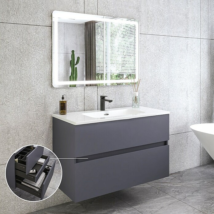Disbain Conjunto de mueble de baño Kuntur (Ancho: 100 cm, Azul noche, 3 pzs.) | BAUHAUS