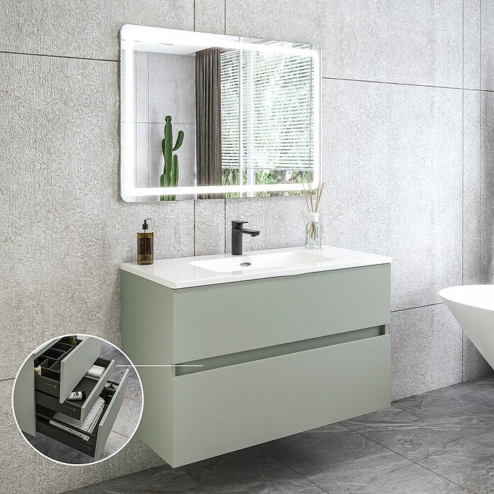 Disbain Conjunto de mueble de baño Kuntur (100 cm, Verde té) | BAUHAUS