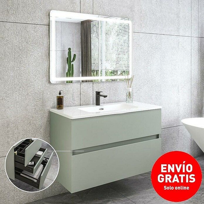 Disbain Conjunto de mueble de baño Kuntur (100 cm, Verde té) | BAUHAUS