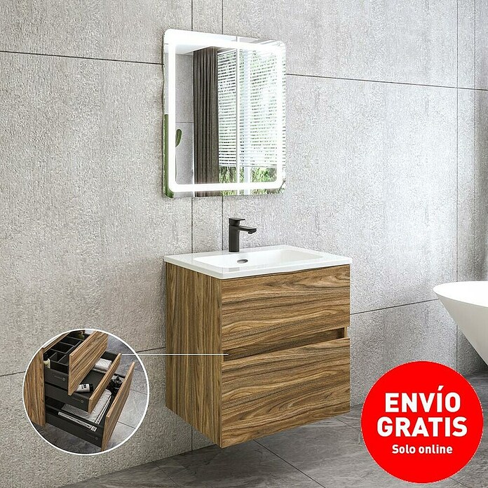 Disbain Conjunto de mueble de baño Kuntur (60 cm, Palisandro, 3 pzs.) | BAUHAUS