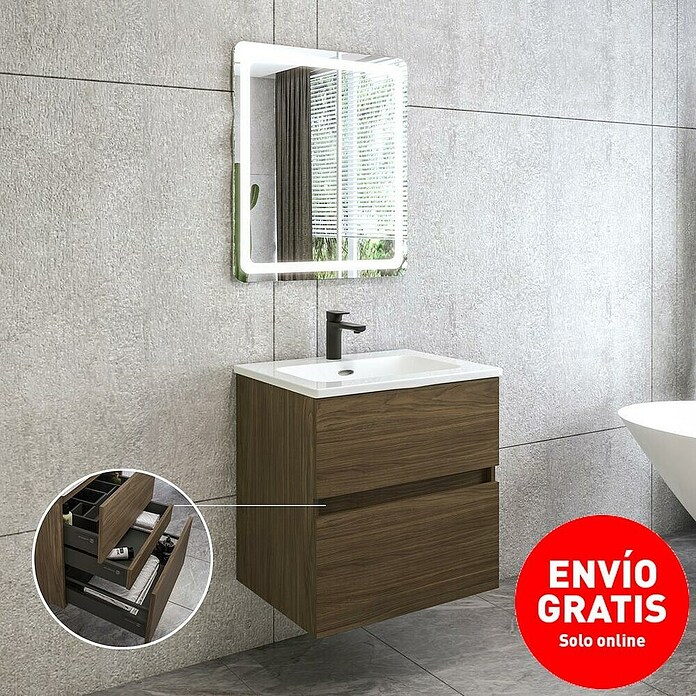 Disbain Conjunto de mueble de baño Kuntur (Ancho: 60 cm, Nogal italiano, 3 pzs.) | BAUHAUS