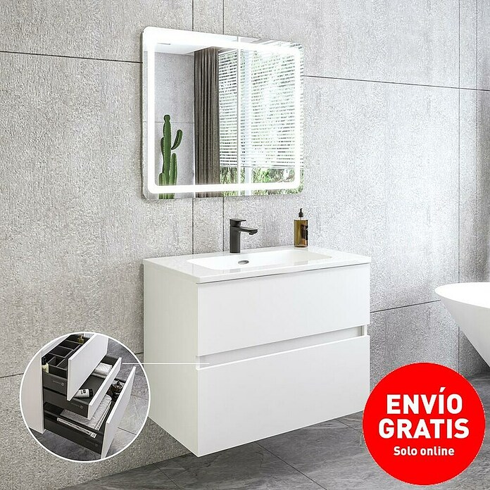 Disbain Conjunto de mueble de baño Kuntur (80 cm, Blanco) | BAUHAUS