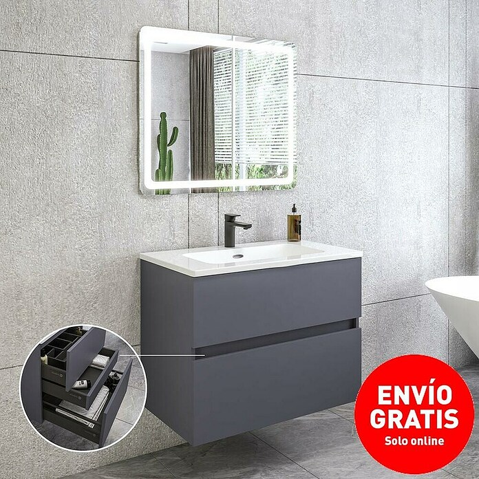 Disbain Conjunto de mueble de baño Kuntur (80 cm, Azul noche) | BAUHAUS