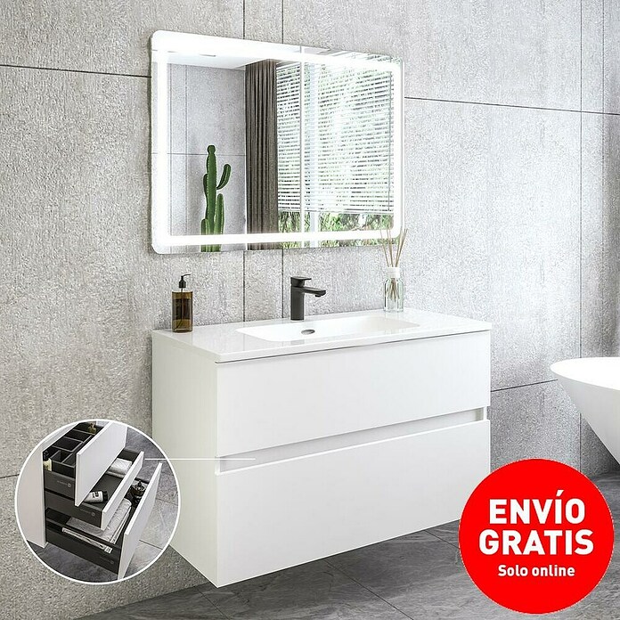 Disbain Conjunto de mueble de baño Kuntur (Ancho: 100 cm, Blanco, 3 pzs.) | BAUHAUS
