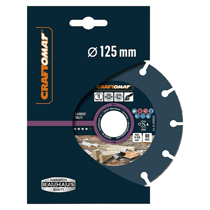 Craftomat Trennscheibe Carbide Multi (Hartmetall, Durchmesser Scheibe: 125 mm) | BAUHAUS
