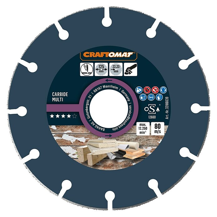 Craftomat Trennscheibe Carbide Multi (Hartmetall, Durchmesser Scheibe: 125 mm) | BAUHAUS