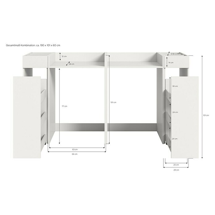 xonox.home Free Waschmaschinenregal (L x B x H: 60 x 190 x 101 cm, Weiß) | BAUHAUS