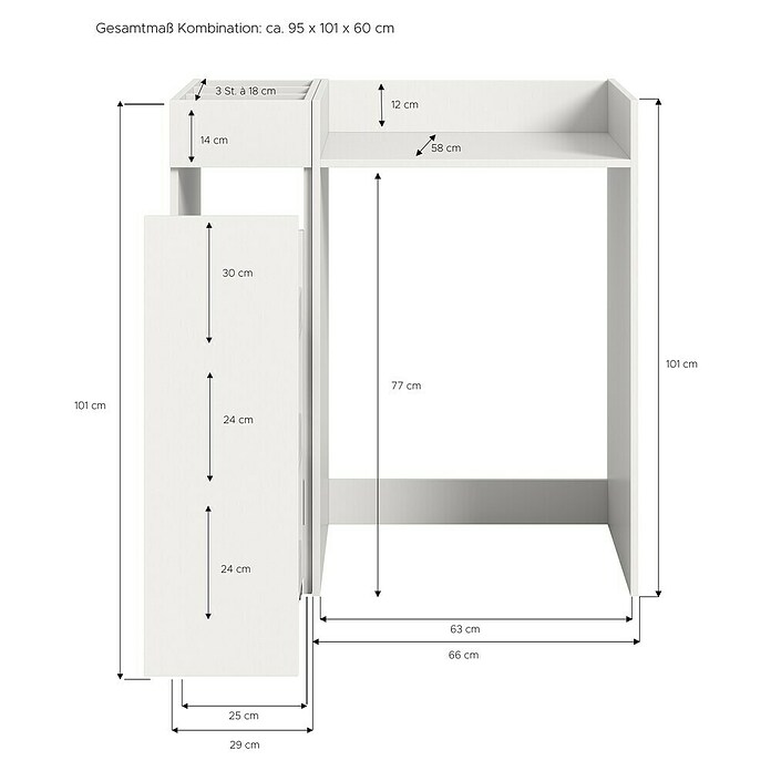 xonox.home Free Waschmaschinenregal (L x B x H: 60 x 95 x 101 cm, Weiß) | BAUHAUS