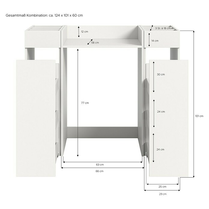 xonox.home Free Waschmaschinenregal (L x B x H: 60 x 124 x 101 cm, Weiß) | BAUHAUS