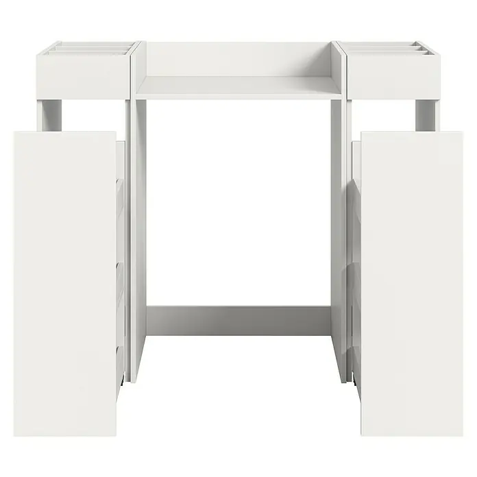 xonox.home Free Waschmaschinenregal - L x B x H: 60 x 124 x 101 cm, Weiß - Weiße Schrankkombination mit Ablageflächen und seitlichen Schränken, ideal für Büro oder Arbeitszimmer. Praktisch und modern.