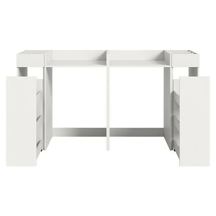 xonox.home Free Waschmaschinenregal - L x B x H: 60 x 190 x 101 cm, Weiß - Ein geräumiger, weißer Schreibtisch mit viel Stauraum, ideal für das Homeoffice oder Arbeitszimmer. Das Design ist modern und funktional.