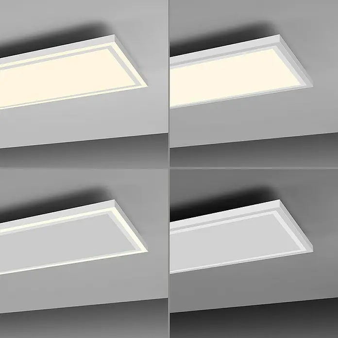Just Light LED-Deckenleuchte Bedging - 39 W, L x B x H: 80 x 35 x 5,6 cm, Weiß, Warmweiß - Unterschiedliche Beleuchtungsstärken der weißen LED-Deckenleuchte für verschiedene Stimmungen im Raum.