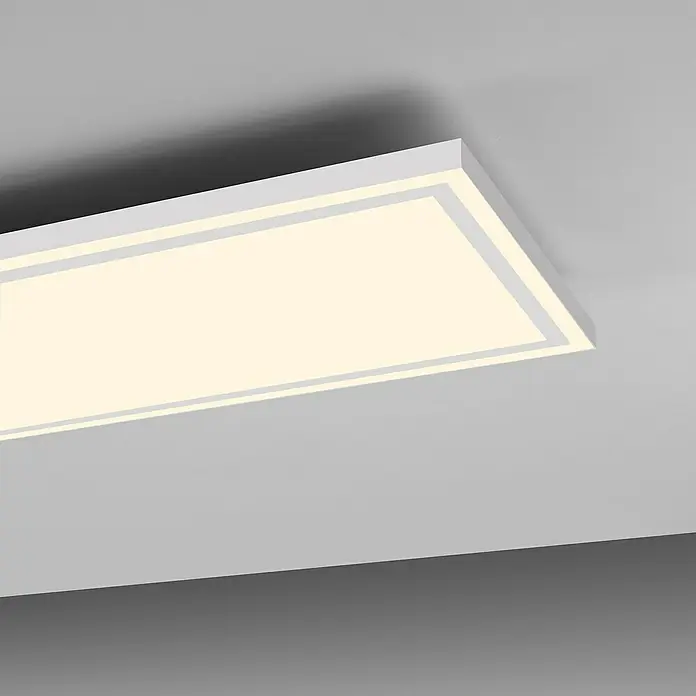 Just Light LED-Deckenleuchte Bedging - 39 W, L x B x H: 80 x 35 x 5,6 cm, Weiß, Warmweiß - Moderne LED-Deckenleuchte in rechteckigem Design mit Rahmen, ideal für stilvolle Innenräume und energiesparende Beleuchtung.