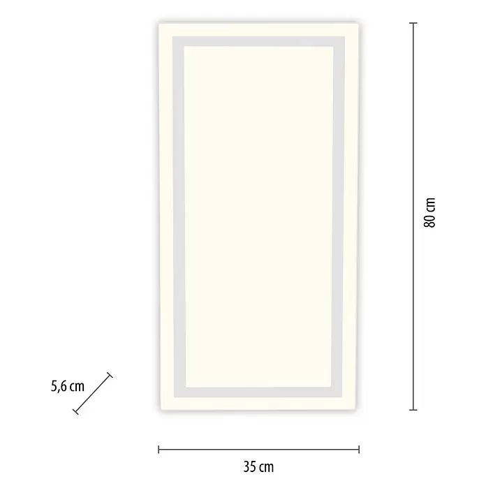 Just Light LED-Deckenleuchte Bedging - 39 W, L x B x H: 80 x 35 x 5,6 cm, Weiß, Warmweiß - Rechteckiger LED-Spiegel, 80x35x5,6 cm.