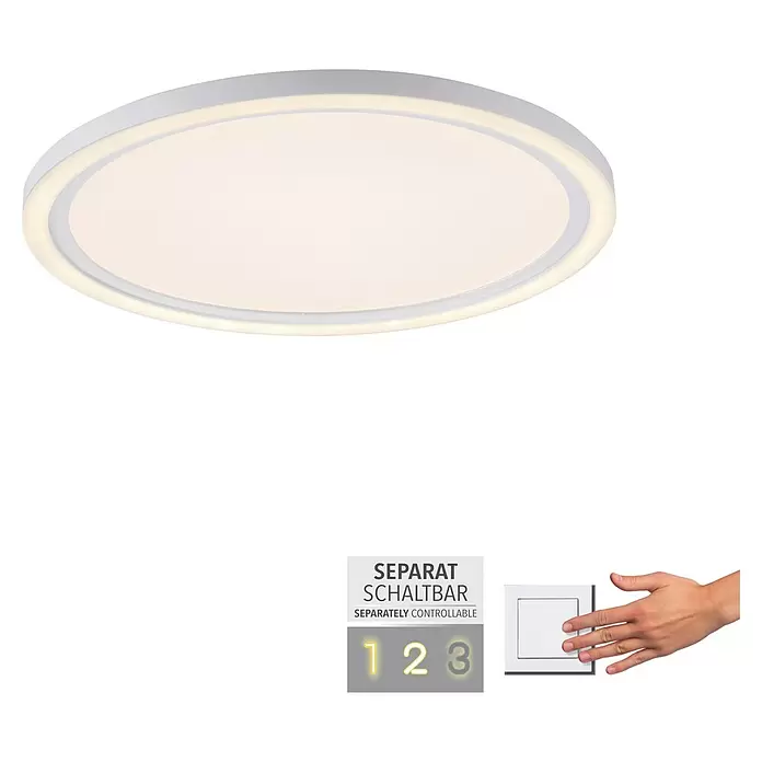 Just Light LED-Deckenleuchte Bedging - 27 W, Weiß, Warmweiß - Weiße, runde LED-Deckenleuchte mit warmem Licht und separat steuerbarer Funktion.