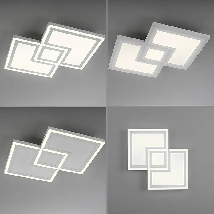 Just Light LED-Deckenleuchte Bedging - 40 W, L x B x H: 40 x 40 x 5,6 cm, Weiß, Warmweiß - Quadratische LED-Deckenleuchte in modernem Design, ideal für stilvolle Beleuchtungslösungen.