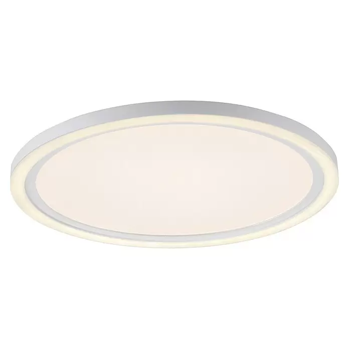 Just Light LED-Deckenleuchte Bedging - 27 W, Weiß, Warmweiß - Weißes ovales LED-Deckenlicht mit beleuchtetem Außenring.