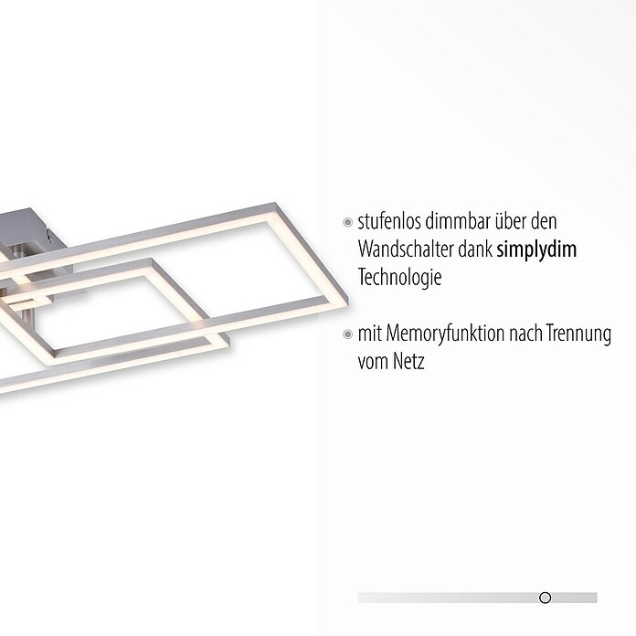 Just Light LED-Deckenleuchte Iven (38 W, L x B x H: 34,5 x 70 x 9,5 cm, Stahl, Warmweiß) | BAUHAUS